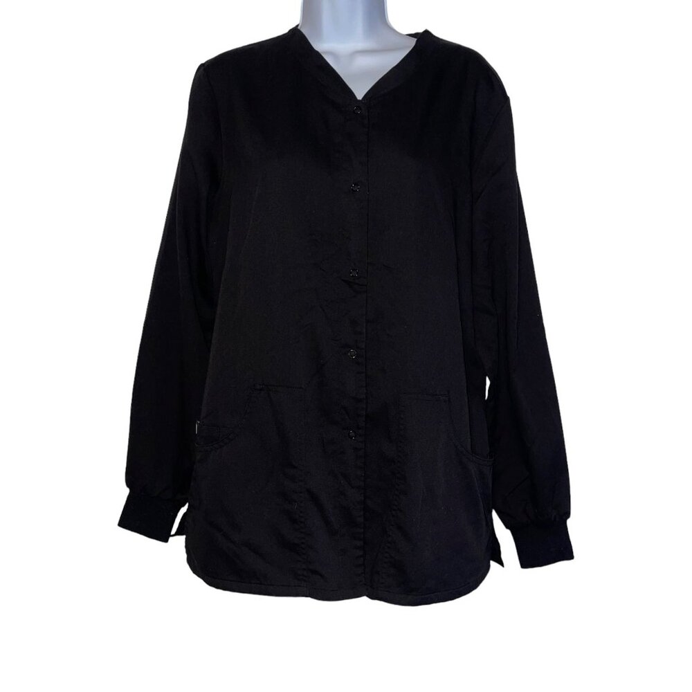 Greys Anatomy by Barco Black Womens M Scrubs Jacket Style 4430 Pockets Solid